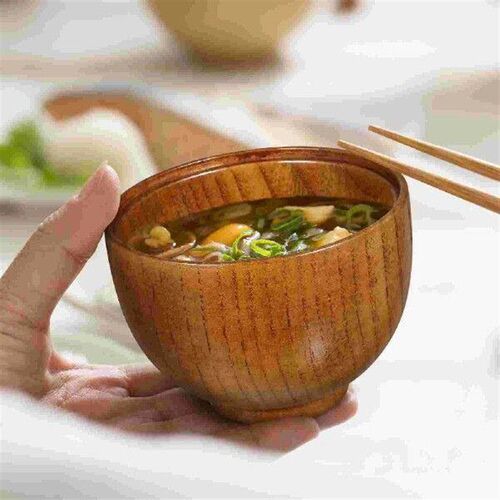 2Pcs Wooden Bowl with Lid Soup Bowl Rice Bowl Serving Bowl