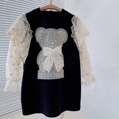 Lace Dresses for Girls Clothes Toddler Kids Cute Bear Dress