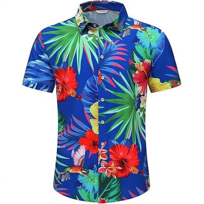 Thailand Large Size Short-sleeved Floral Mens Casual Fashio