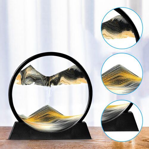 Moving Sand Art Picture Round Glass 3D Deep Sea Sandscape In