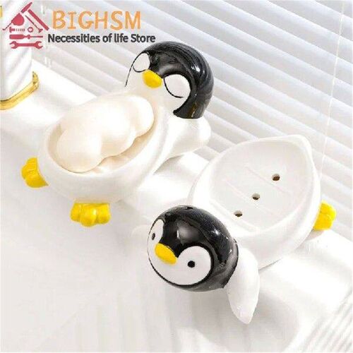 1PC Ceramic Penguin Shape Soap Box Drain Soap Dish Bathroom