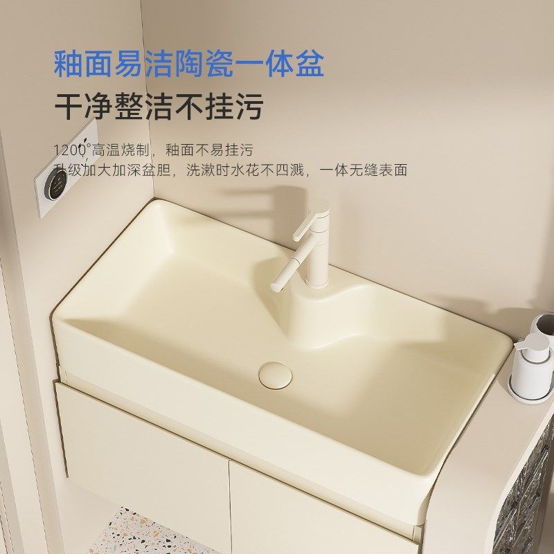 奶油风多层加厚实木浴室柜洗手盆小户型洗脸盆卫生间洗漱盆池,家装主材,浴室柜组合,淘宝优惠券,粉丝福利购,淘宝优惠卷