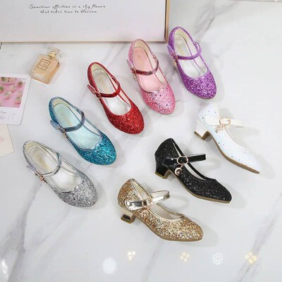 Girls Purple High Heels For Kids Princess RED Leather Shoe F