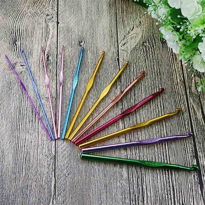 12PCS/Set Corchet Needle Knitting Hook Needle Yarn Weaving T