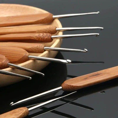 Bamboo Crochet Knitting Needles Hooks Yarn Weave Handle Hook