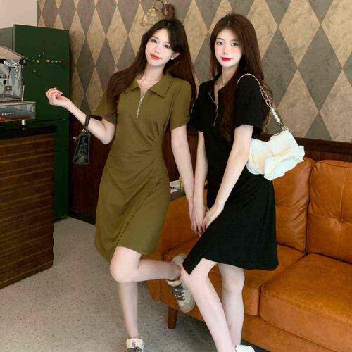2019Summer New Large Size Tight Waist Slimming POLO Collar P
