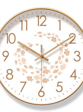 易普拉233挂钟可爱小鱼客厅钟表卡通家用时钟挂表静音扫秒石英钟