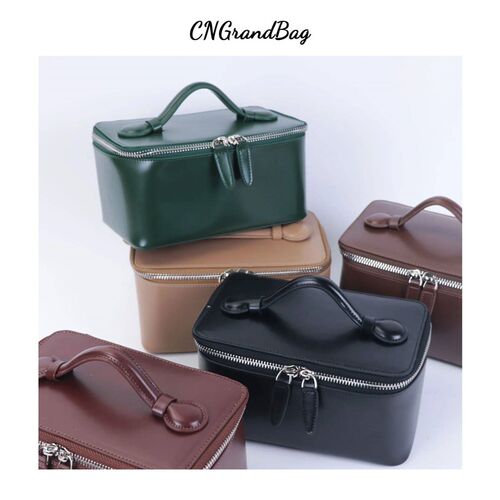 Ladies Saffiano Split Leather Travel Toiletry Case Bag Porta