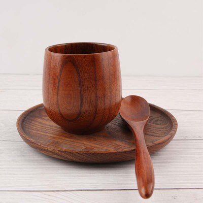 Newborn big belly cup Wooden solid wood handy comfortable cu