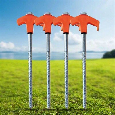 4/8Pcs Screw in Tent Stakes Ground Stakes Heavy Duty