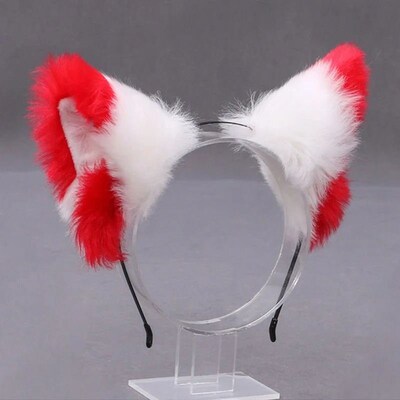 Bando Rambut Telinga Rubah Hewan Berbulu untuk Pesta Cosplay