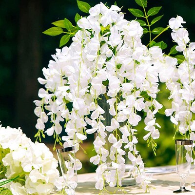 12pcs Artificial Flowers Hanging Wisteria Faux Flowers