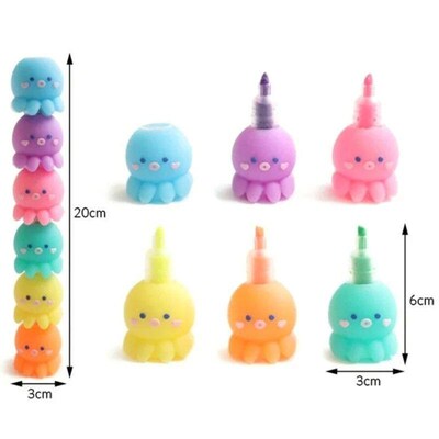 Kawaii Cute Octopus Highlighters Chisel Tip Marker Pens Past