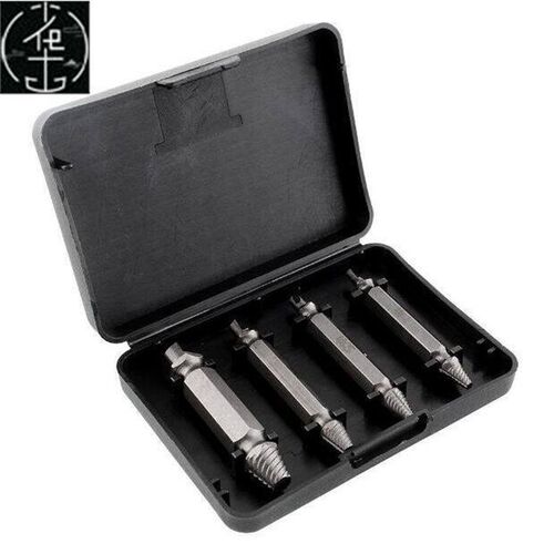 4pcs screw extractor drill bits guide set broken bolt remove