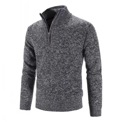 Autumn Winter Thick Knitted Sweater Men Pullovers Solid Colo