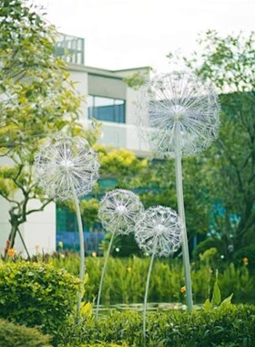 不锈钢铁艺镂空蒲公英雕塑商务中心体育馆抽象网格动物装饰品摆件