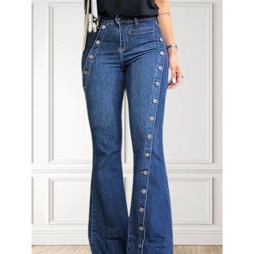 Women Plus Size High Waist Jeans Vintage Casual Slim Denim P