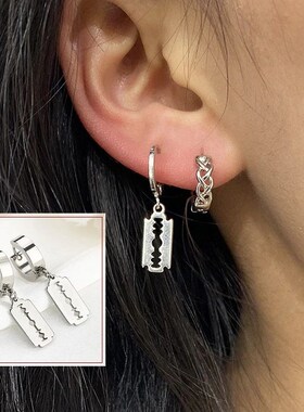 1Pair Punk Gothic Stainless Steel Stud Earring Creative Blad