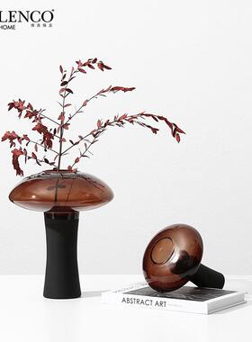 北欧轻奢酒色客FB-ZS221细腰玻花瓶厅摆璃件玄关餐桌高级感花器红