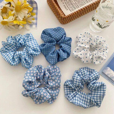 Women Soft Hair Scrunchie Elastic Purple Solid Color Hair Ba