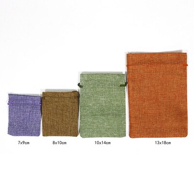 50Pcs/Lot Drawstring Natural Burlap Bag Jute Gift Bags Multi