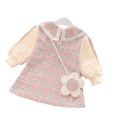 Girls Dress Spring Autumn Checkered for Kids 945
