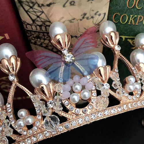 Romantic Butterfly Shape Princess Crown for Girls Handmade R