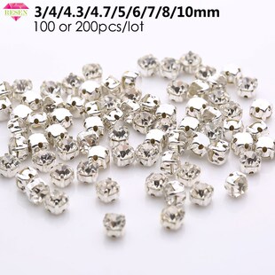 Sell At Loss RESEN Top Quality 3-10mm Sliver Claw Sew On Rhi