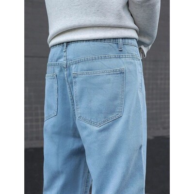 New Mens Cotton Baggy  Jeans Fashion Male Clothes Elastic W
