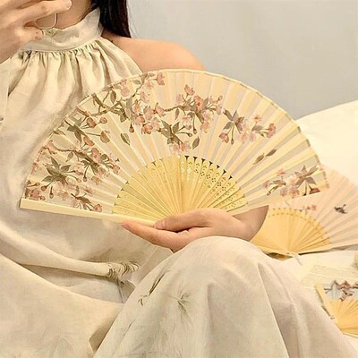 Ancient Style Hand Fan Foral Printing Folding Fan for Women