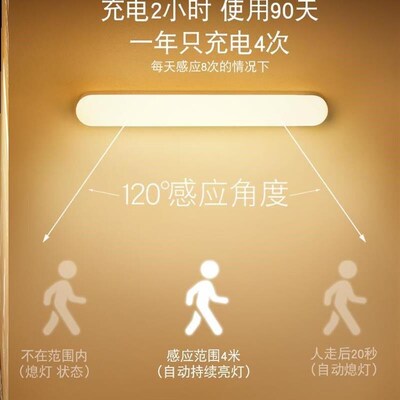 Motion Sensor LED Night Light USB Rechargeable Lamp感应灯
