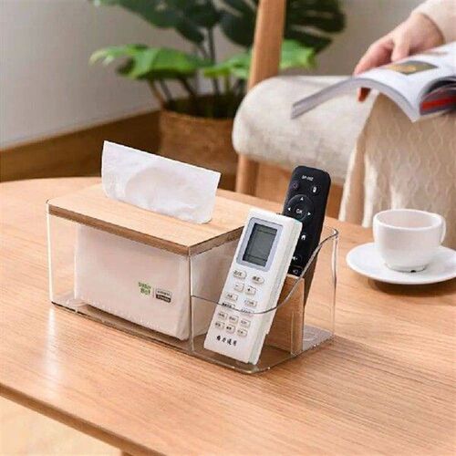 2 in1 Paper Towel Box Transparent Dust Cover Remote Control