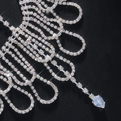 Multilayer Rhinestone Fringe Head Chain Forehead Headband In