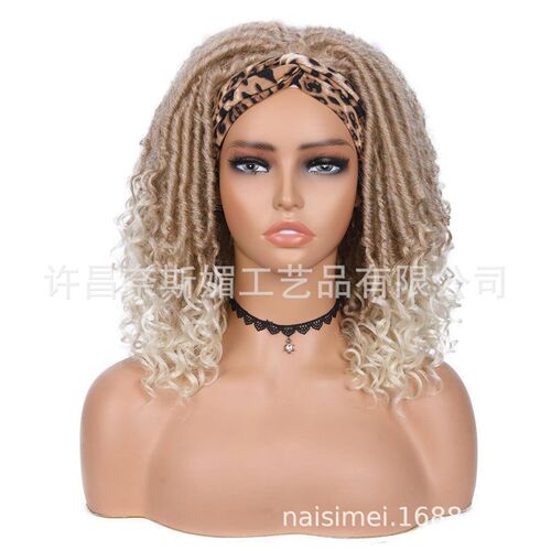 Wig Womens Small Curly Dreadlocks Ice Silk Hair Band Turban