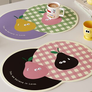 永不分梨创意餐垫杯垫皮革防水防油免洗咖啡吧台茶几餐桌隔热桌垫
