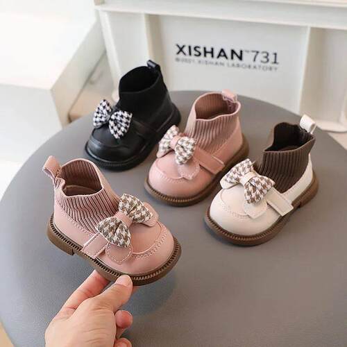 Winter Infant Girls Sock Boots Chunky Bow Elegant Cute Chil