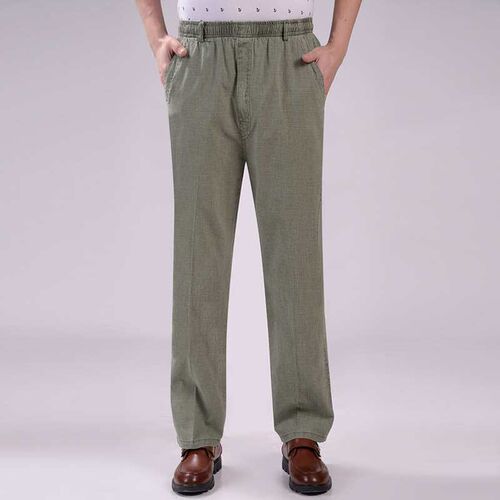 Summer thin cotton linen linen solid color high waist loose