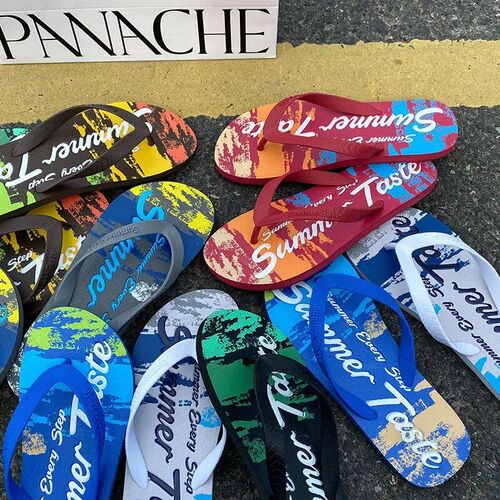 Summer Man Outdoor Flip Flops Fashion Men Letter Slippers