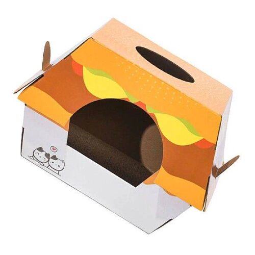 Hamburger Cat Nest House Kitten Bed Scratch Mat Scratching