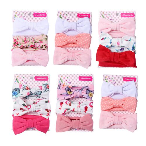 3Pcs/Set Solid Color Soft Nylon Elastic Baby Headband Bows K