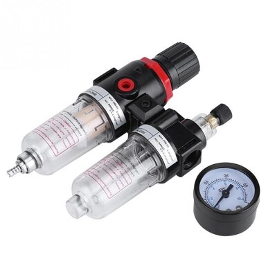 1/4 Air Filter Regulator Lubricator Water Pressure Compresso