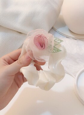 Mesh Camellia Flower Elastic Hair Band for Women Stylish Pon