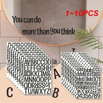 26 Alphabet Planner Stickers Waterproof Black White Letter
