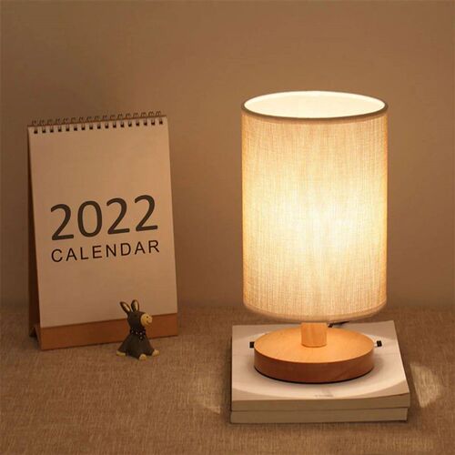 USB Bedside Lamp Night Lights Table Lamp For Bedroom Wooden