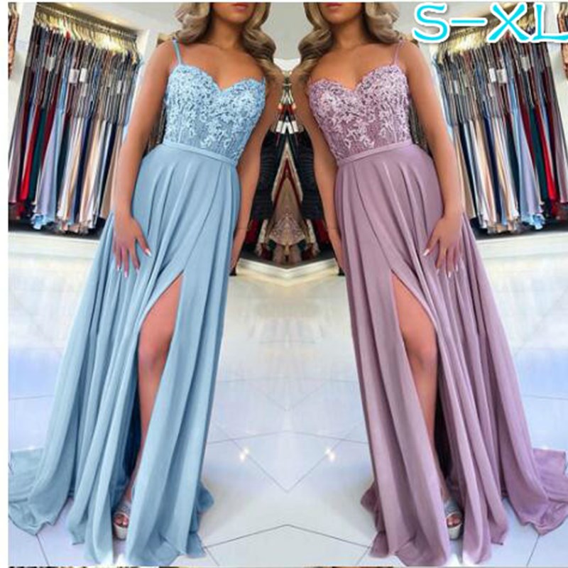 Summer Lace Party Dress Women White Purple Long Pleated图片