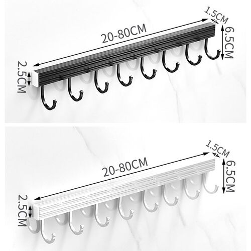 Bathroom Coat Hooks Space Aluminum Wall Hanging Rod Strong