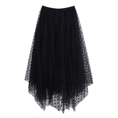 Complete flocking wave point craft mesh skirt hem figure-fla