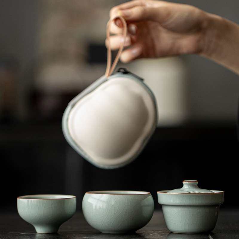 汝窑便携式葫芦旅行茶具开片陶瓷一壶两杯随身简易泡茶器茶壶茶杯,3C数码配件,其它配件,淘宝优惠券,粉丝福利购,淘宝优惠卷