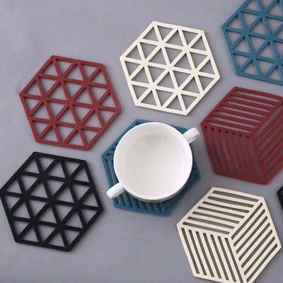 1/2/3/4PCS Tableware Insulation Mat Coaster Hexagon TPE Tea