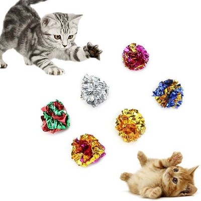 12pcs Colorful Ball Sound Tin Paper Toy for Cat Durability